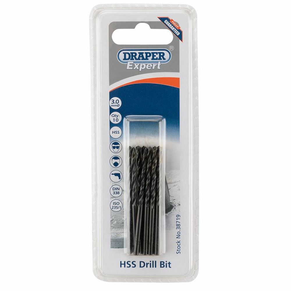 Draper 3.0MM HSS TWIST DRILL BOX 10 38719 Metric HSS Drill Bits (Pack of 10 or 5)