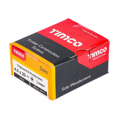 TIMCO Solo Woodscrew PZ2 CSK ZYP 4.0 x 20 Gold Pack 200
