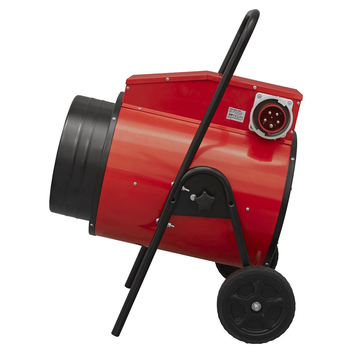 Sealey EH30001 Industrial Fan Heater 30kW/400V | 102,500Btu/hr, 15000/30000W, 400V - 63A, Thermostat, Wheels, Overheat Protection, Tip-Over Switch