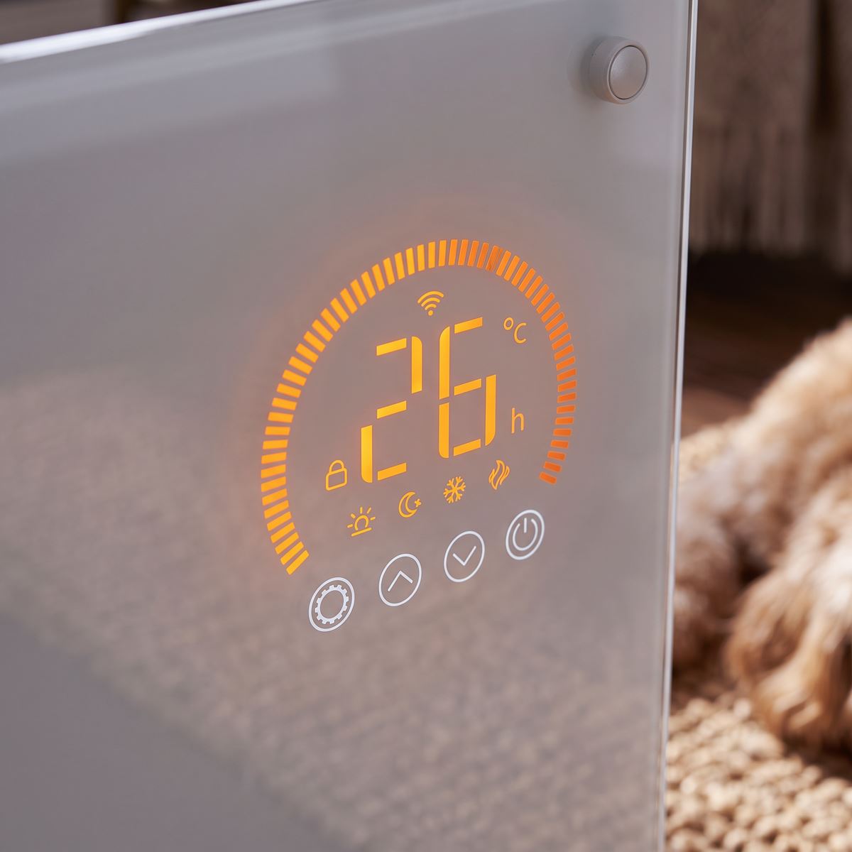 Baridi DH138 Electric Glass Panel Heater, 1500W, Thermostat Controlled 24Hr 7 Day Timer, Wi-Fi Enabled, Remote Control, White | 230V 50Hz