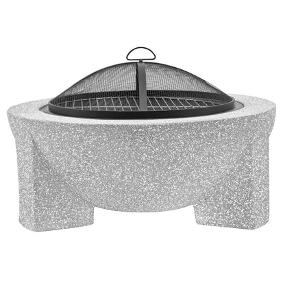 Dellonda DG190 Round MgO Fire Pit with BBQ Grill & Safety Mesh Screen 75cm - Light Grey | Magnesium Oxide | The fire pit is made from MgO (Magnesium