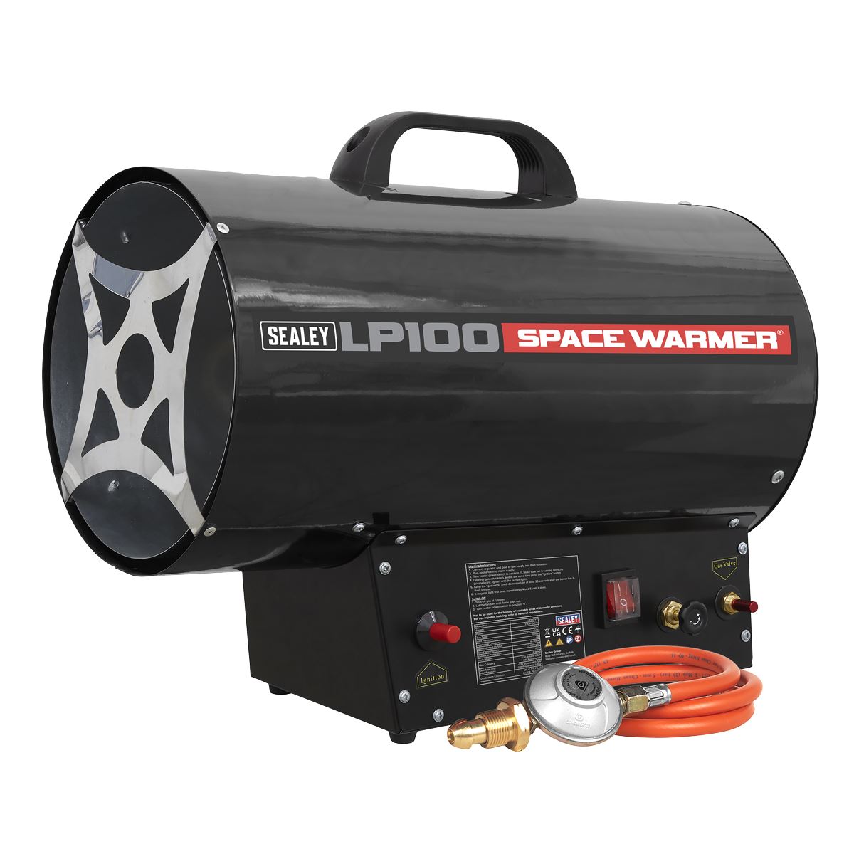 Sealey LP100 Space Warmer Propane Heater 61,000-102,000Btu/hr(18-30kW) | 230V | 61,000-102,000Btu/hr(18-30kW) variable output Propane Space Warmer.