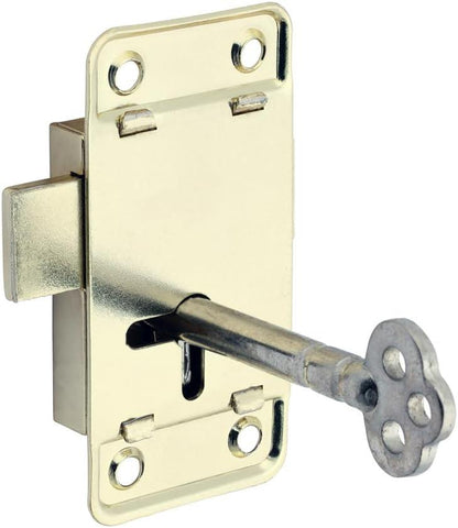 TIMCO 204672P Small Cupboard Lock 64 x 32mm Electro Brass Key Operated Cabinet Door Lock with Keys and Fixings