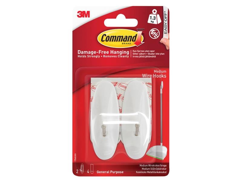 Command� 17068 Medium Wire Hooks (Pack 2)