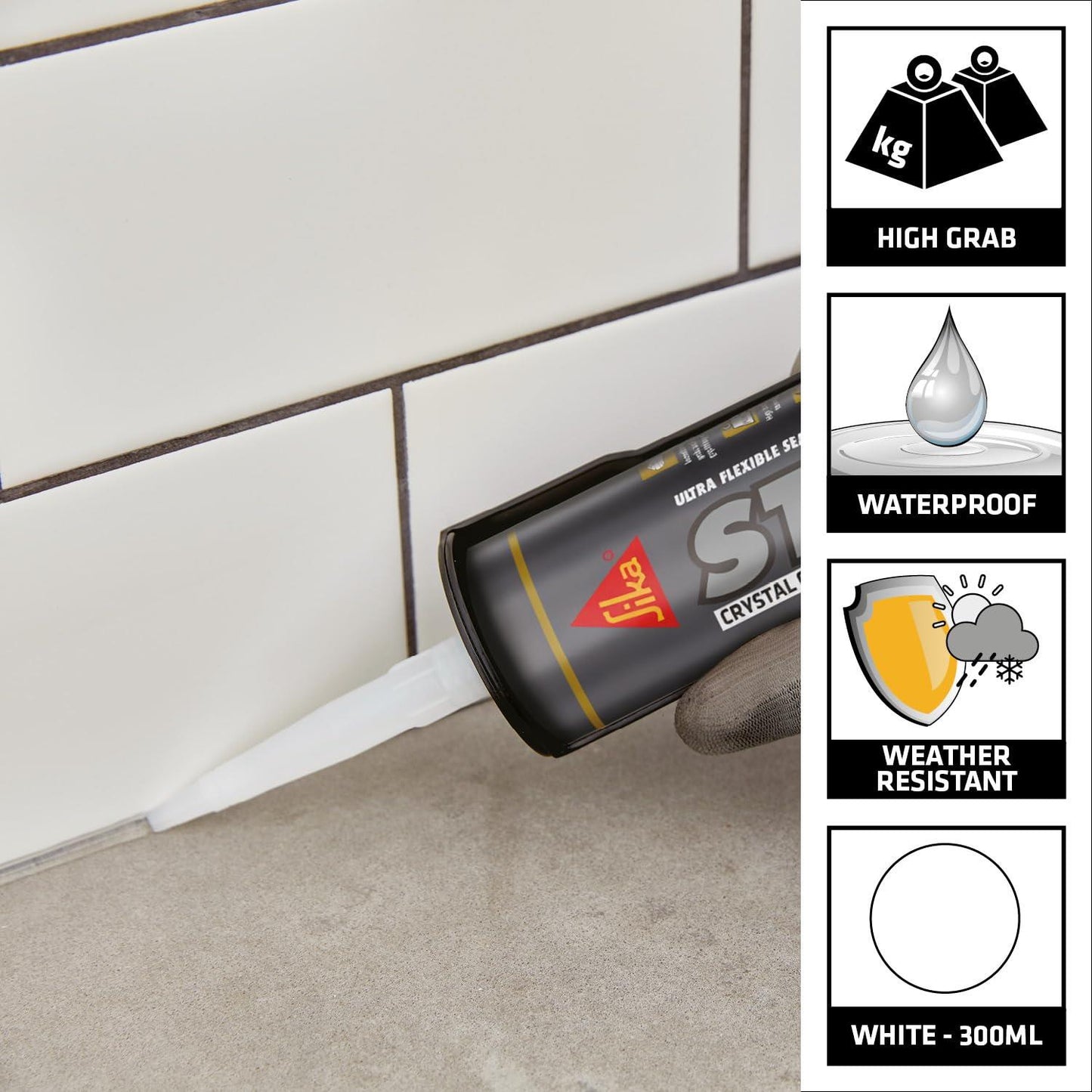 Sika Stixall Maximum Grab White 290ml Building Adhesive – Ultra High Grab, Waterproof, Flexible Interior & Exterior Bonding