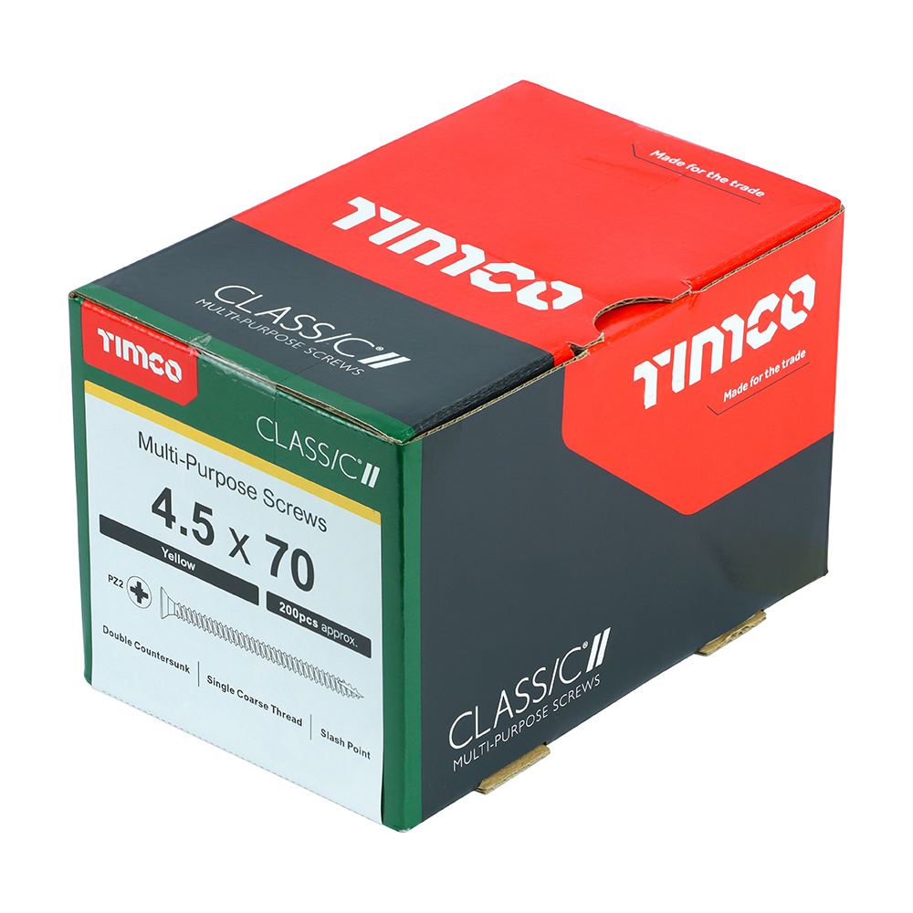 TIMCO Classic Screw PZ2 CSK ZYP 4.5 x 70 Gold Pack 200