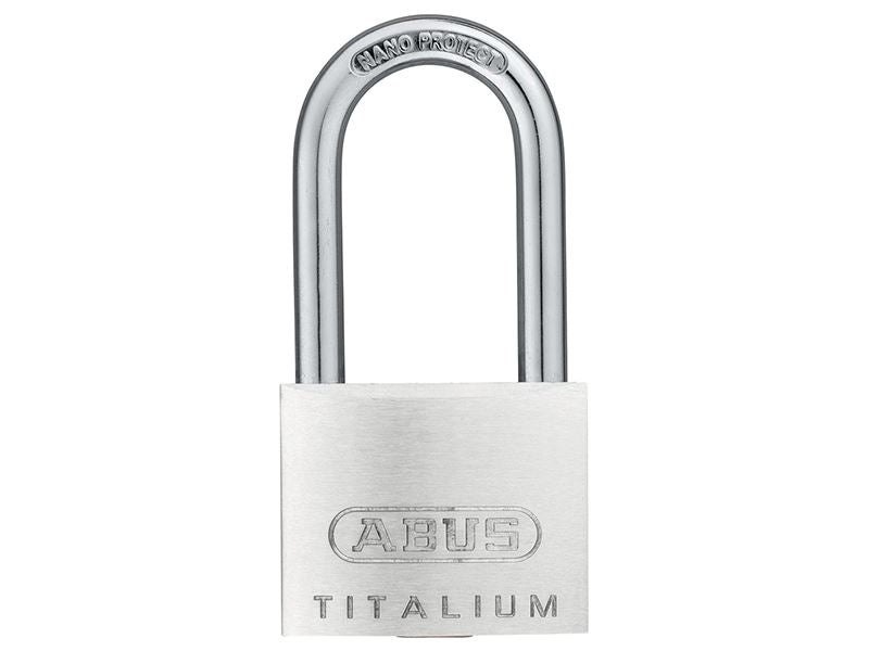 ABUS 55021 64TI/40mm TITALIUM� Padlock 40mm Long Shackle Carded