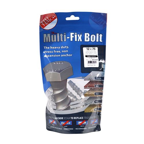 TIMCO Multi-Fix Bolt Hex Head 12.0 x 75 Silver Pack 12