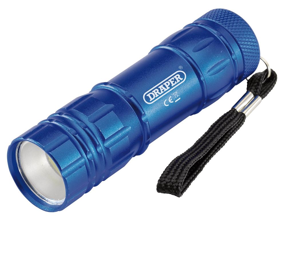 DRAPER 90103 - COB LED Aluminium Hand Torch ( 3 x AAA Batteries Supplied)