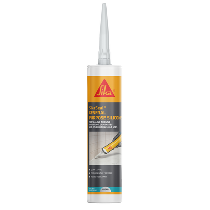 Sika General Purpose Silicone Sealant 310ml Waterproof Flexible Sealant for Kitchens Bathrooms Windows Doors Glazing and General Building Applications