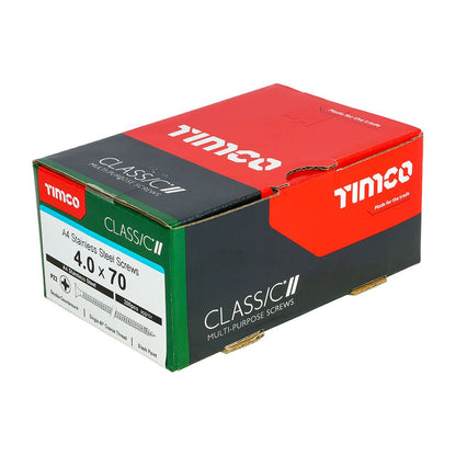 TIMCO Classic Screw PZ2 CSK A4 SS 4.0 x 70 Pack 200