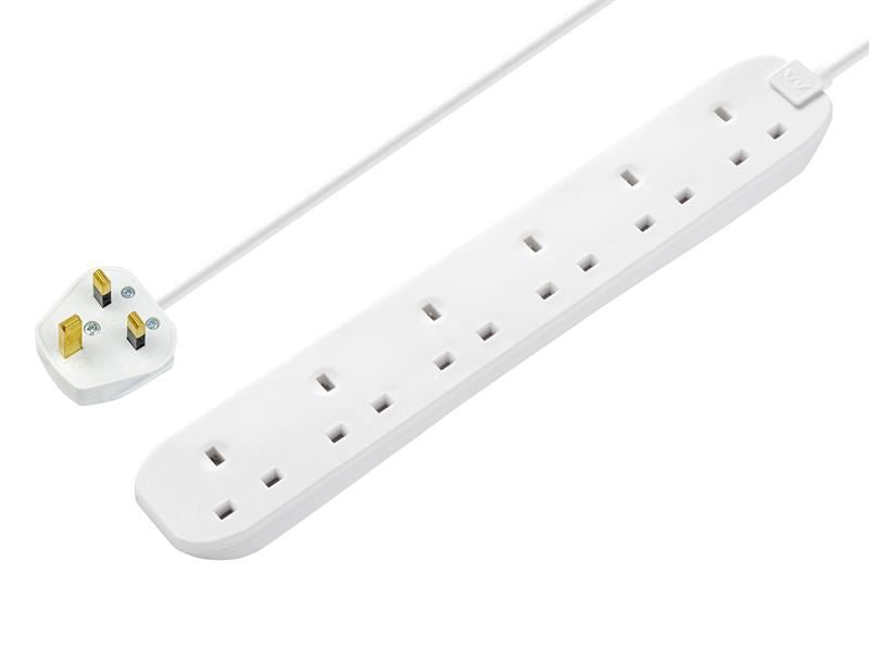 Masterplug BSG210N-MP Extension Lead 240V 6-Gang 13A White 2m