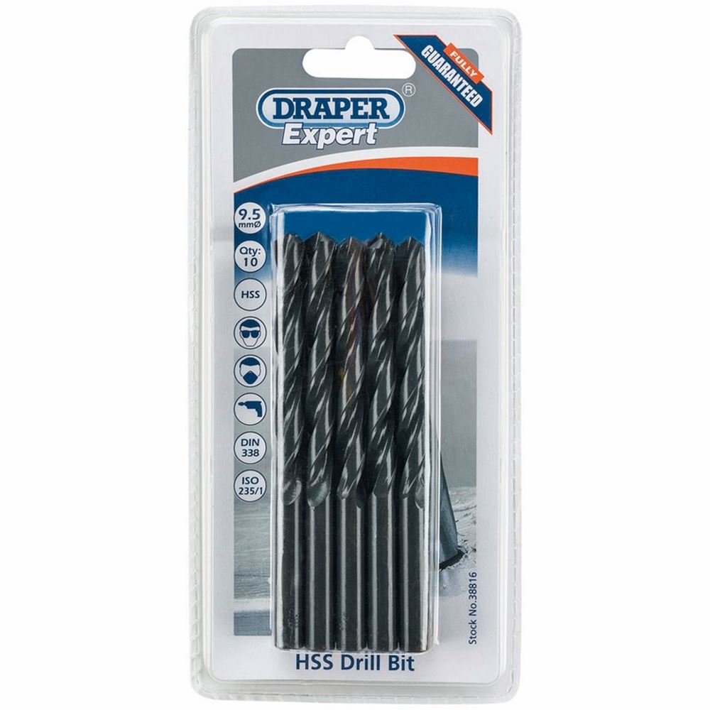 Draper 9.5MM HSS TWIST DRILL BOX 10 38816 Metric HSS Drill Bits (Pack of 10 or 5)