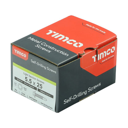 TIMCO Hex Screw S/DRILL No3 EXT 5.5 x 25 Silver Pack 100