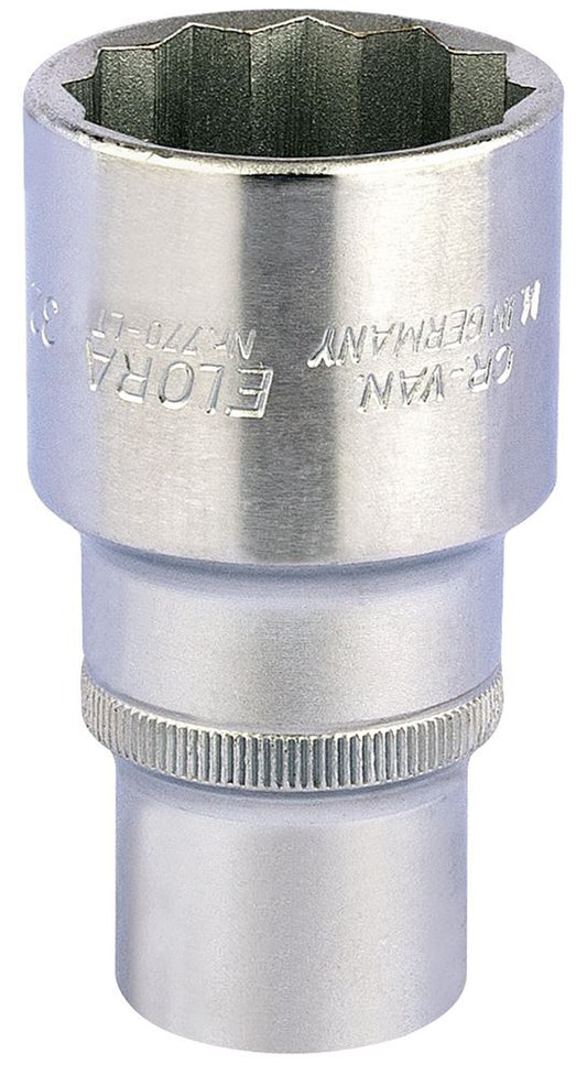 11940 Elora Elora Deep Bi-Hexagon Socket, 1/2 Sq. Dr., 32mm 770-LT 32 1/2 Sockets Professional Trade DIY Workshop Garage Use