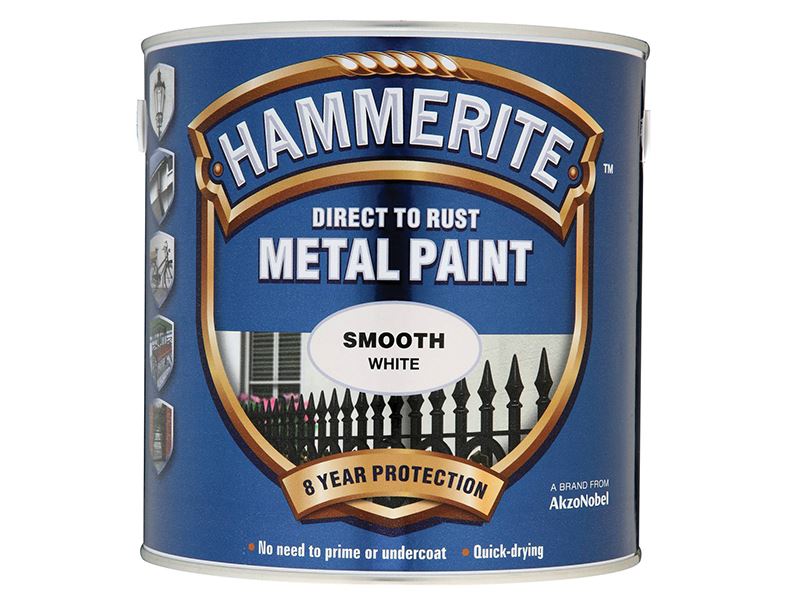 Hammerite 5084860 Direct to Rust Smooth Finish Metal Paint White 2.5 Litre