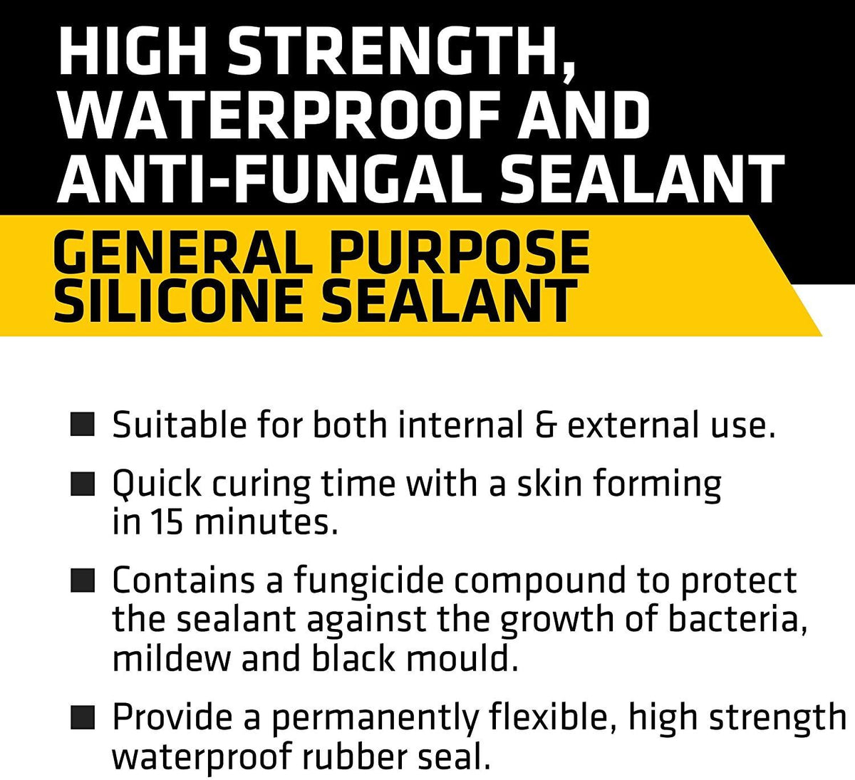 Sika Everbuild General Purpose Silicone Sealant Black 260ml 12 Pack Waterproof Flexible Mould Resistant Seal for Baths Showers Sinks and Worktops