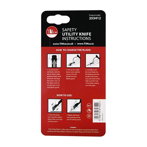 TIMCO Safety Utility Knife 60 x 19 x 0.6 Pack 1