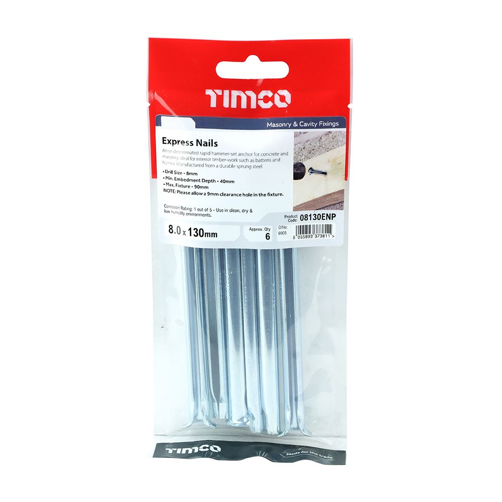 TIMCO Express Nail - BZP 8.0 x 130 Silver Pack 6