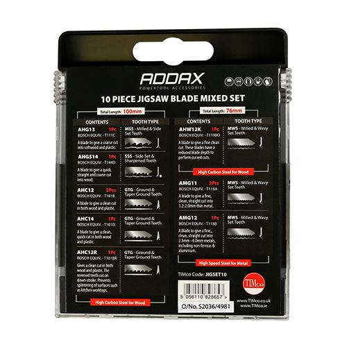 TIMCO Jigsaw Blade Mixed Set 10pcs Mixed Pack 10