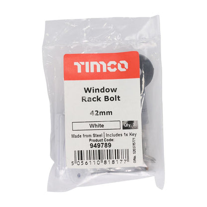 TIMCO Window Rack Bolt White 42mm White Pack 2