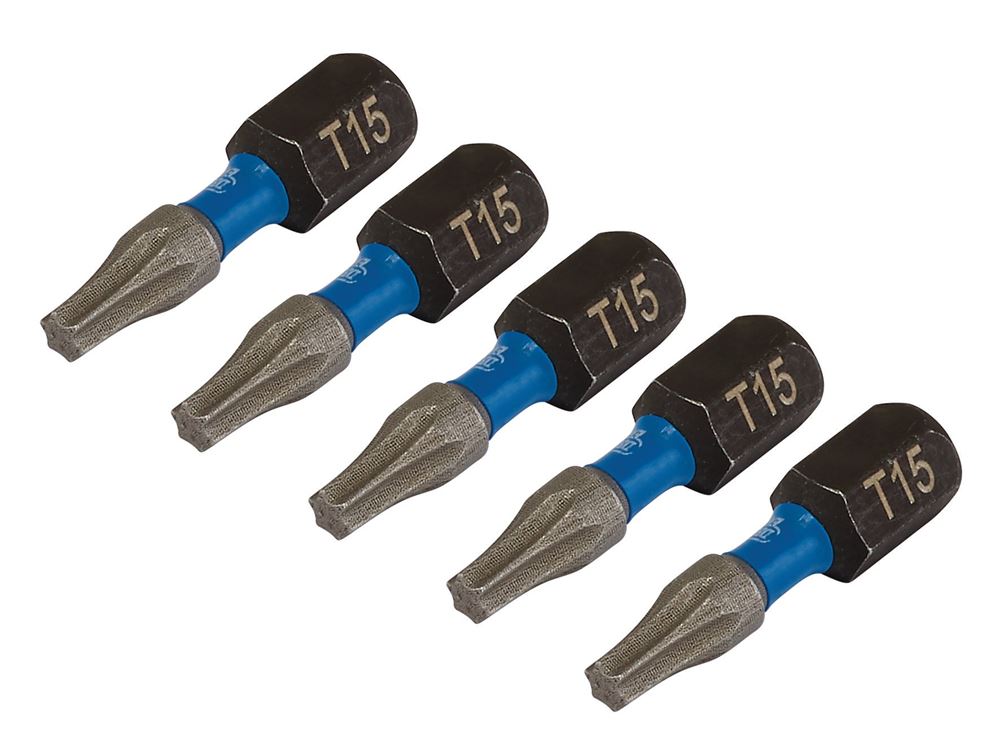 Draper T15X25MM IMPACT S/D BIT 5PK 05492 TX-STARÂ® Impact Screwdriver Bits, 1/4" Hex