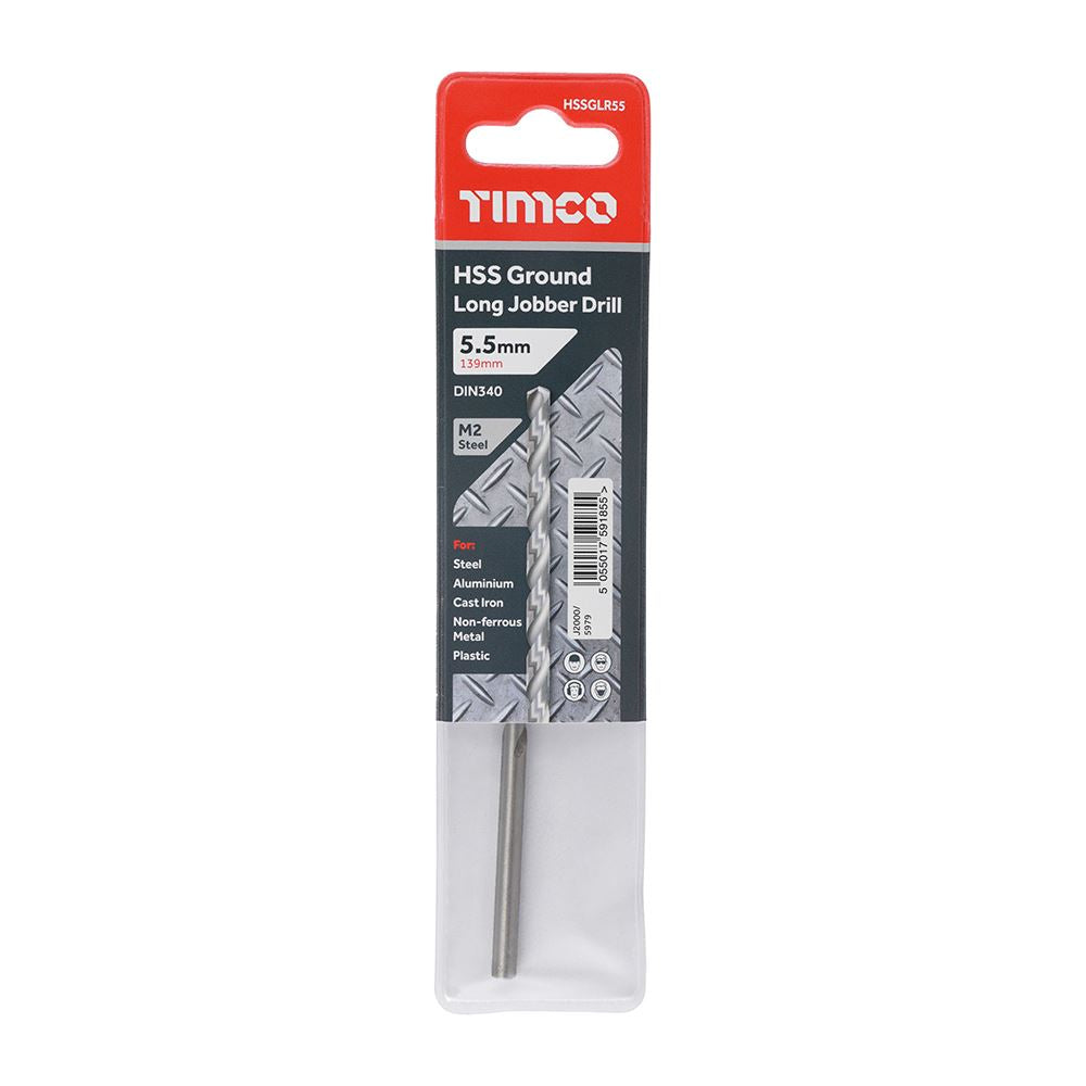 TIMCO HSS-G Long Series Drill Bit M2 5.5mm Pack 1