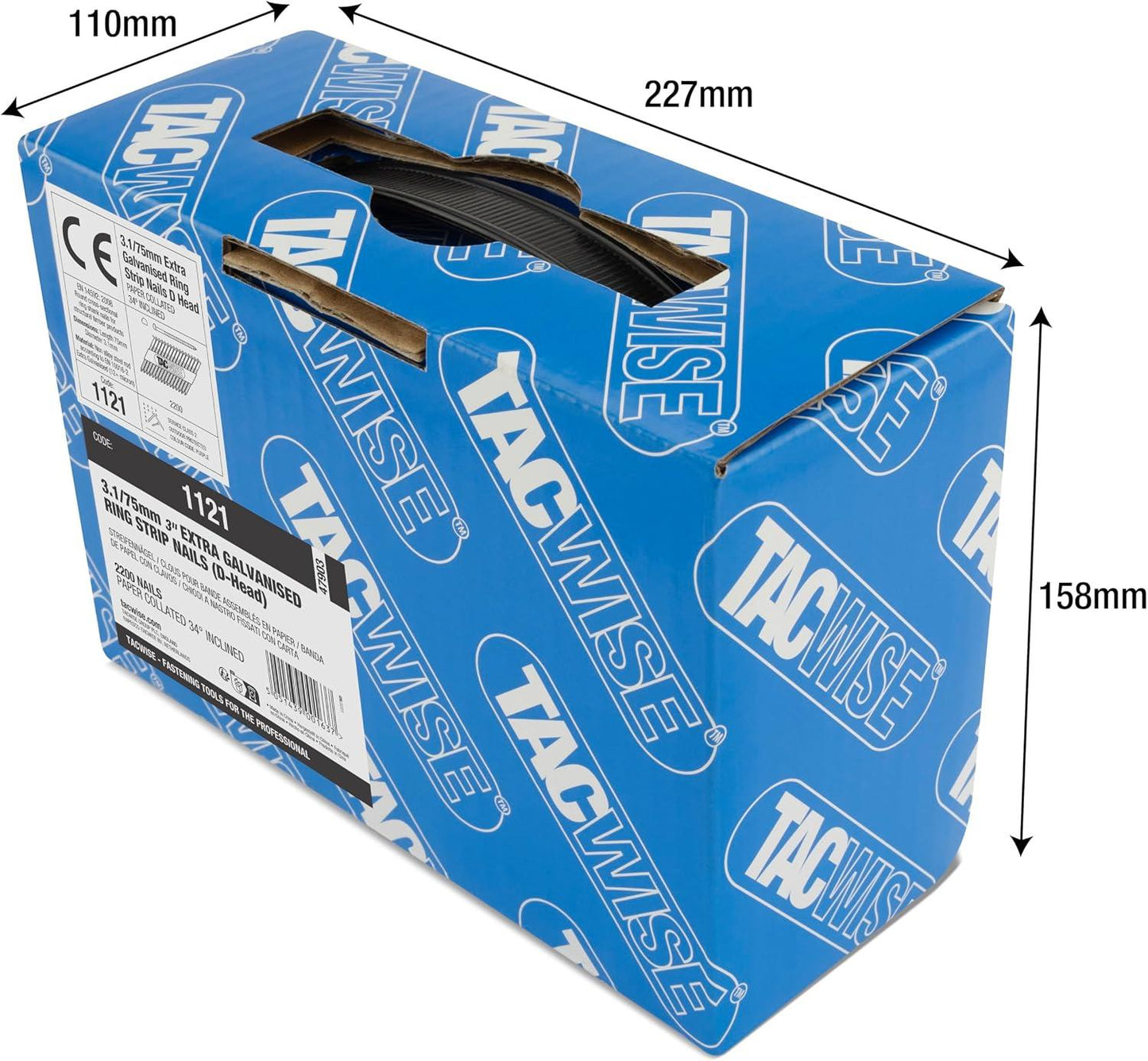 Tacwise 1121 75 mm Framing Nails Extra Galvanised D Head Pack of 2200 for Nail Staple Guns Trade Fixing