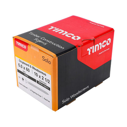 TIMCO Solo Woodscrew PZ2 CSK ZYP 5.0 x 60 Gold Pack 200