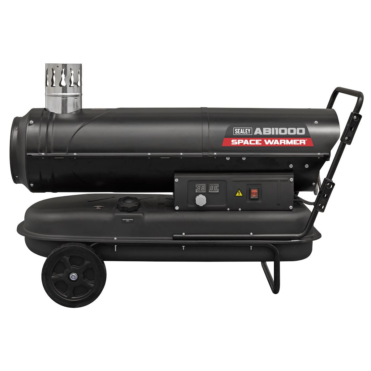 Sealey ABI1000 Space Warmer Indirect Kerosene/Diesel Heater with Wheels 102,000Btu/hr | 102,360Btu/hr(30kW), 230V ~ 50Hz, Thermostat, Wheels