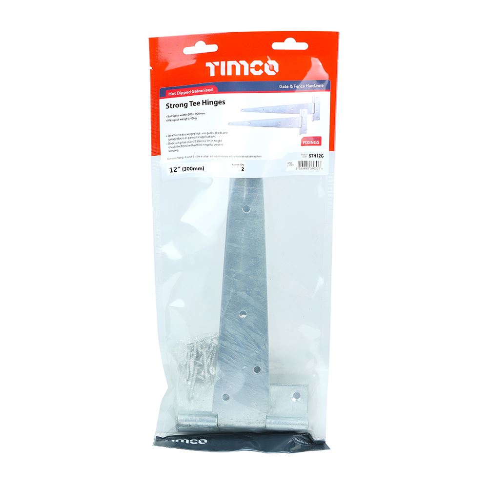 TIMCO Strong Tee Hinge Pair HDG 12" Pack 1