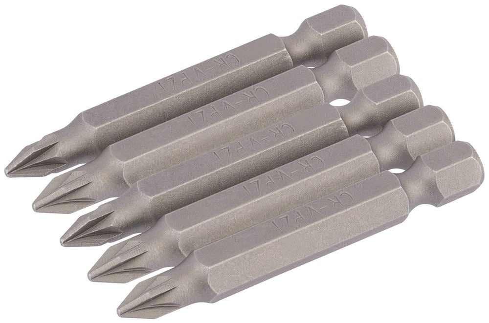 Draper 5PC 50MM NO1 PZ.S/D BIT 64281 1/4" Hex. PZ TYPE E Shank Insert Bits
