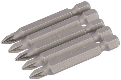 Draper 5PC 50MM NO1 PZ.S/D BIT 64281 1/4" Hex. PZ TYPE E Shank Insert Bits