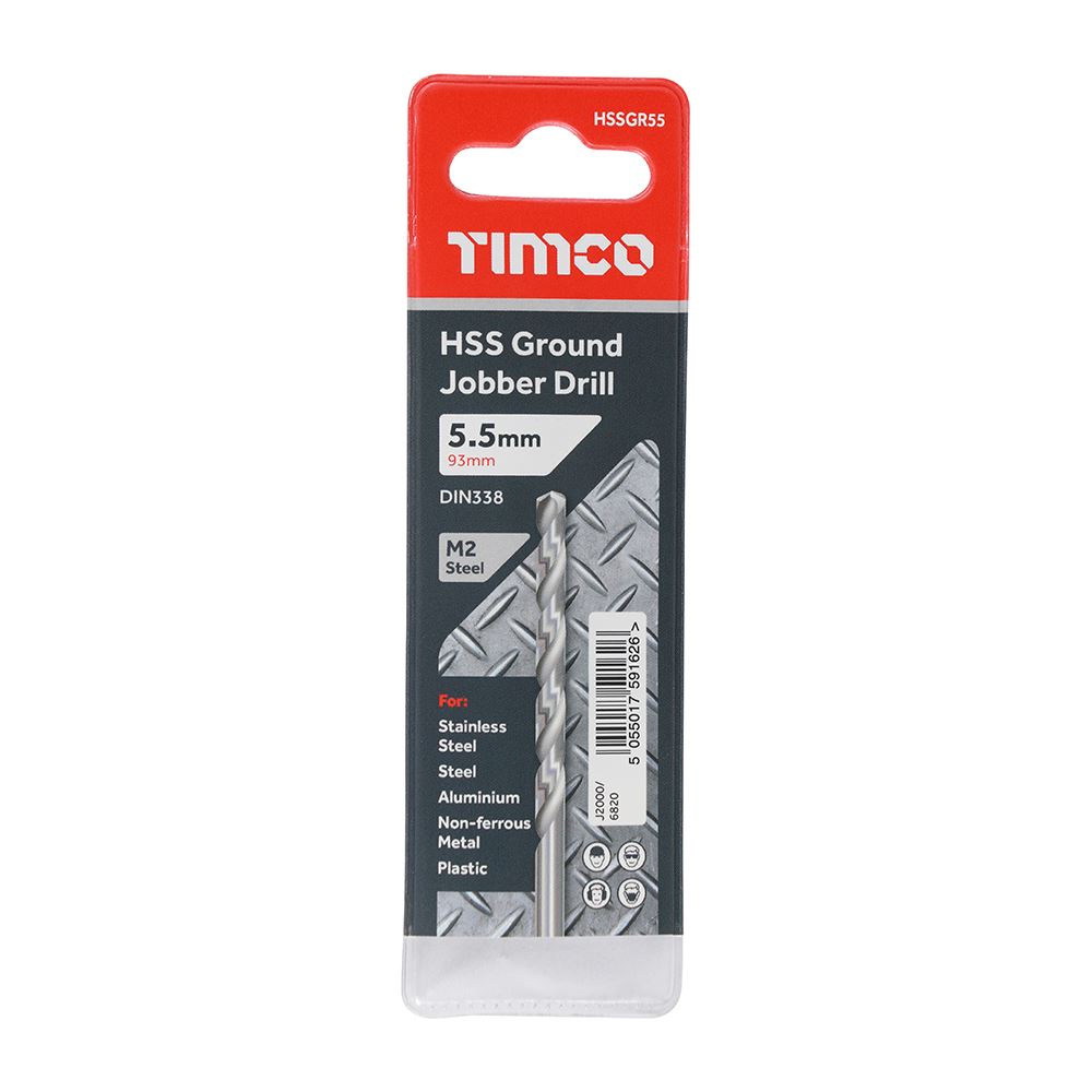 TIMCO HSS-G Jobber Drill Bit M2 5.5mm Pack 1