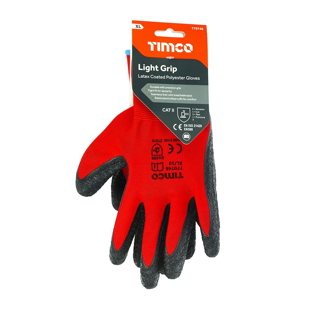 TIMCO Light Grip Glove Latex Crinkle X Large Pack 1