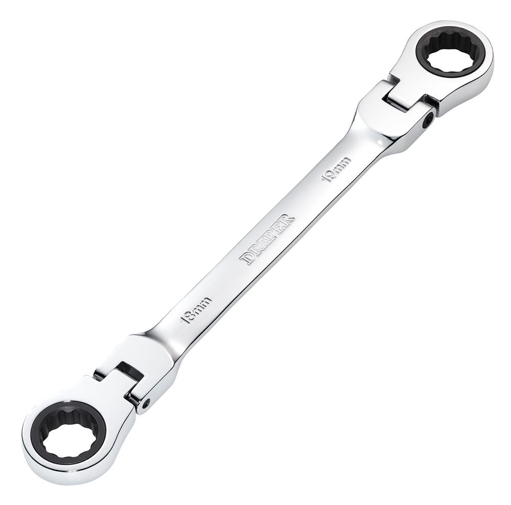 Draper 18X19 FLX RATCHET RING SPANNER 27759 27759 HI-TORQÂ® Metric Flexible Head Double Ring Ratchet Spanner