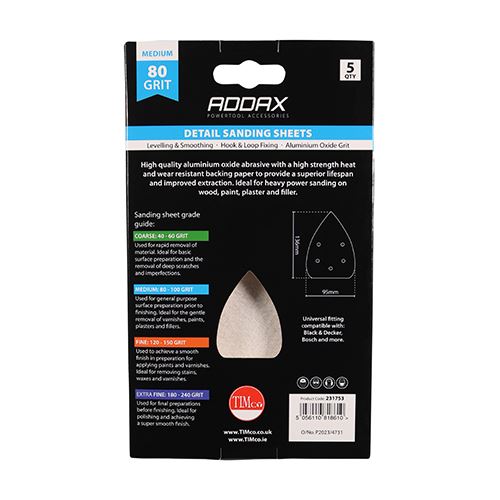 TIMCO Detail Sanding Pads P80 95 x 136mm Red Pack 5