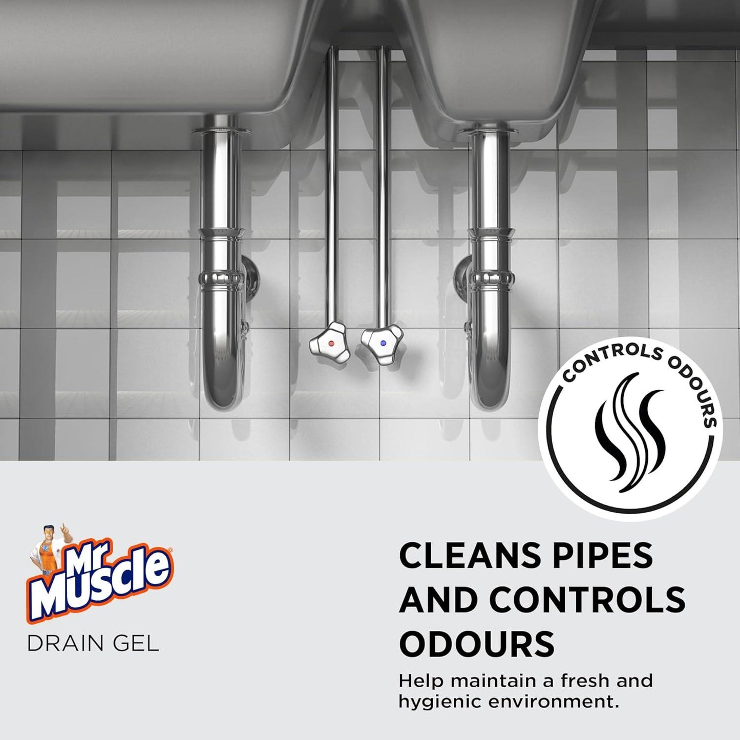 Mr Muscle Kitchen and Bathroom Drain Gel, Multi-Colour  | 1 Litre