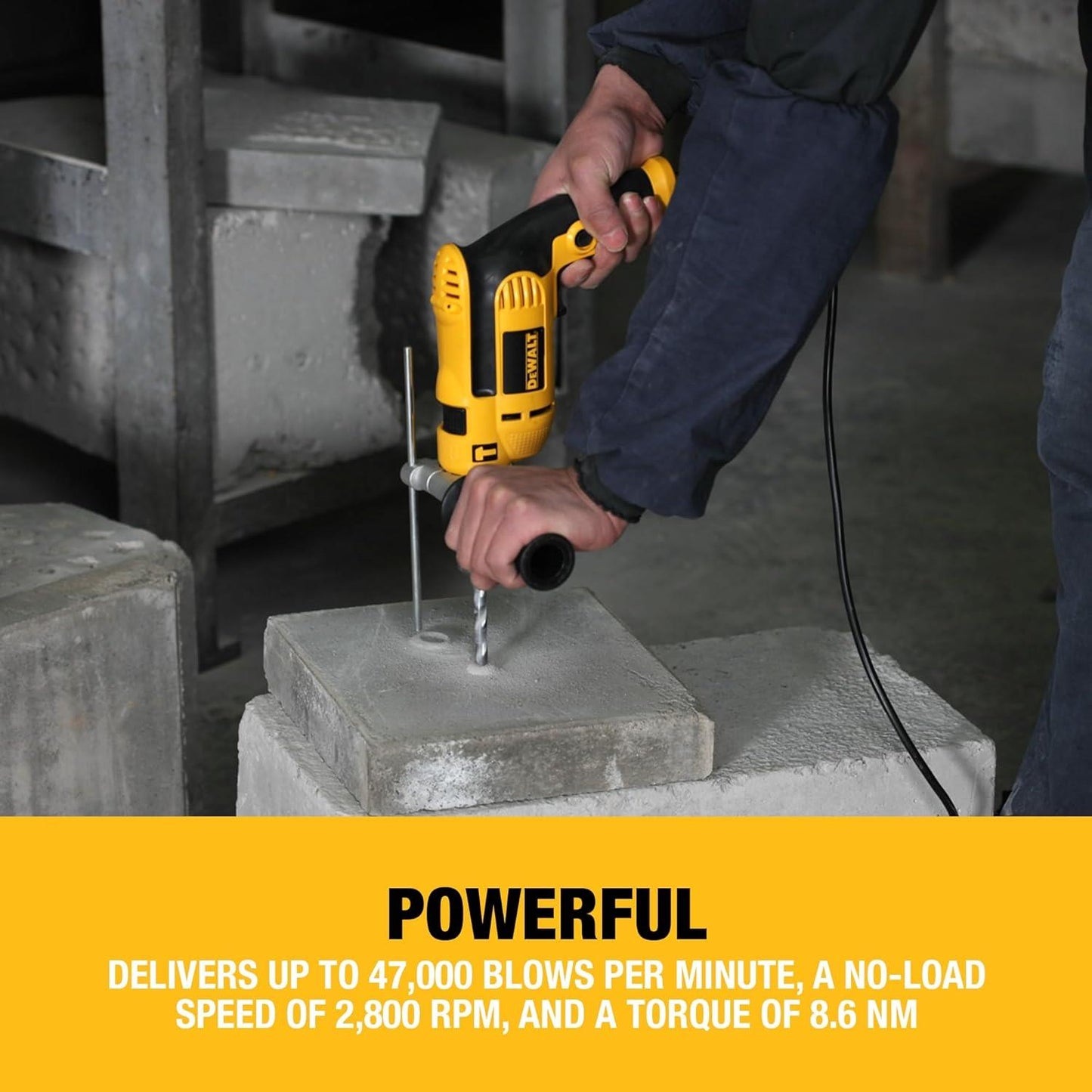 DeWalt DWD024K-GB 750W 13mm 240V Corded Percussion Drill with Variable Speed, Side Handle, Depth Stop and Carry Case