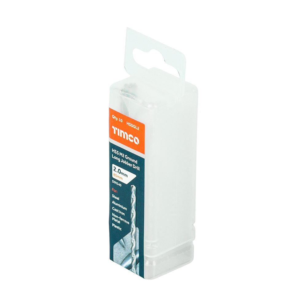 TIMCO HSS-G Long Series Drill Bit M2 2.0mm Pack 10