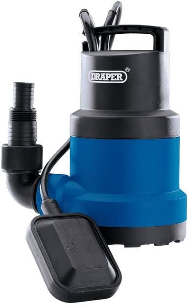 61584 Draper 230V Submersible Clean Water Pump with Float Switch, 191L/min, 550W Submersible Water Pumps Professional Trade DIY Workshop Garage Use