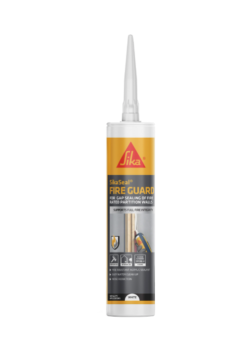 Sika Fire Guard Intumescent Acrylic Fire Resistant Sealant White 300ml for Fire Stopping Construction Joints Walls Floors and Service Penetrations