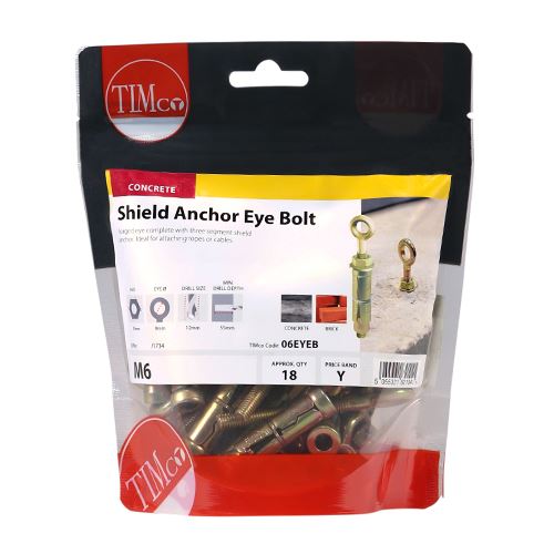 TIMCO Shield Anchor Eye - ZYP M6 Gold Pack 18