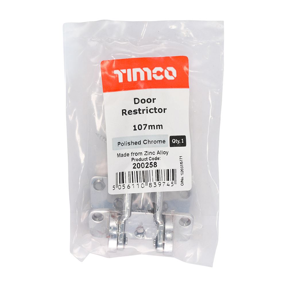 TIMCO Door Restrictor Pol Chrome 107mm Pack 1