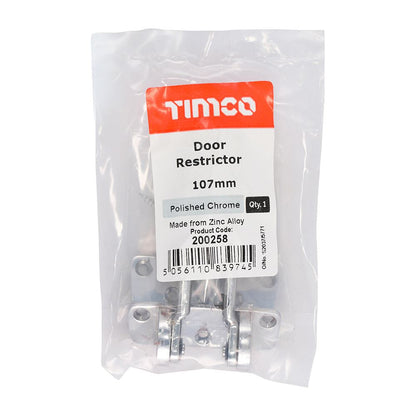 TIMCO Door Restrictor Pol Chrome 107mm Pack 1