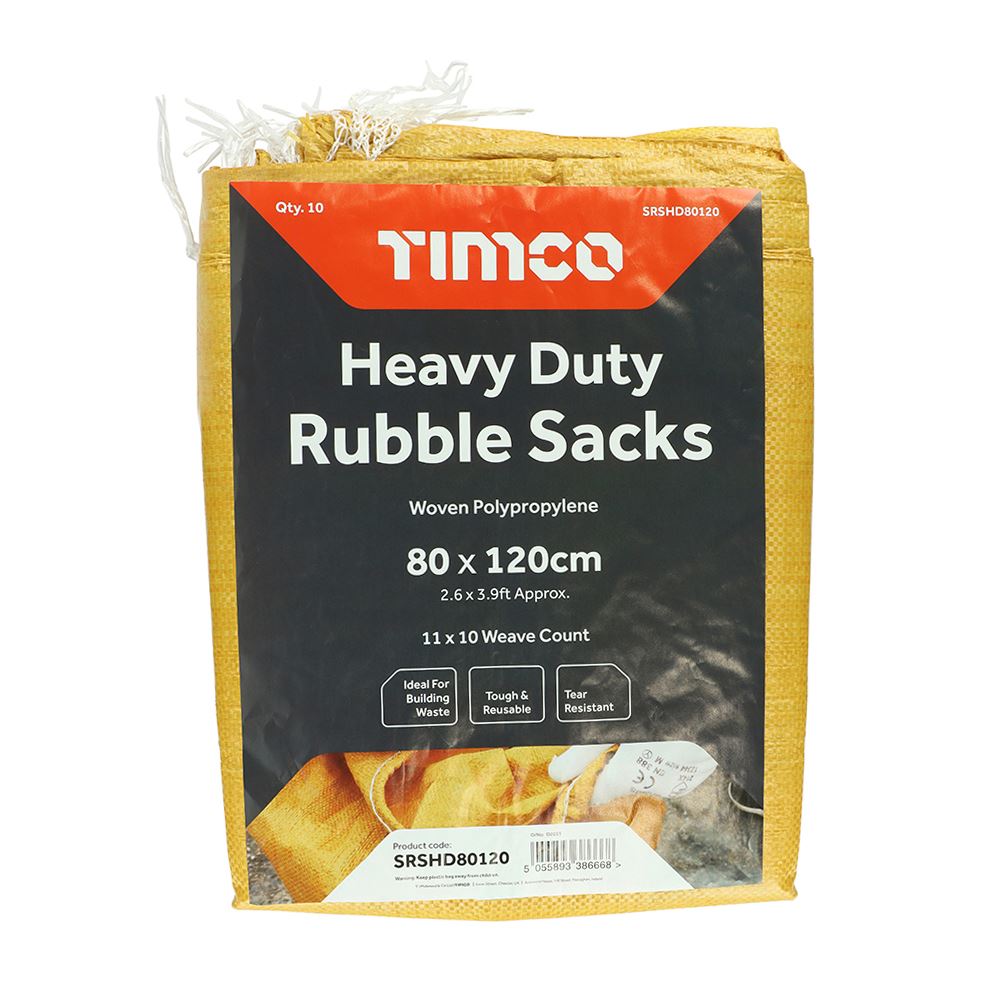 TIMCO Heavy Duty Rubble Sacks 80 x 120cm Pack 10