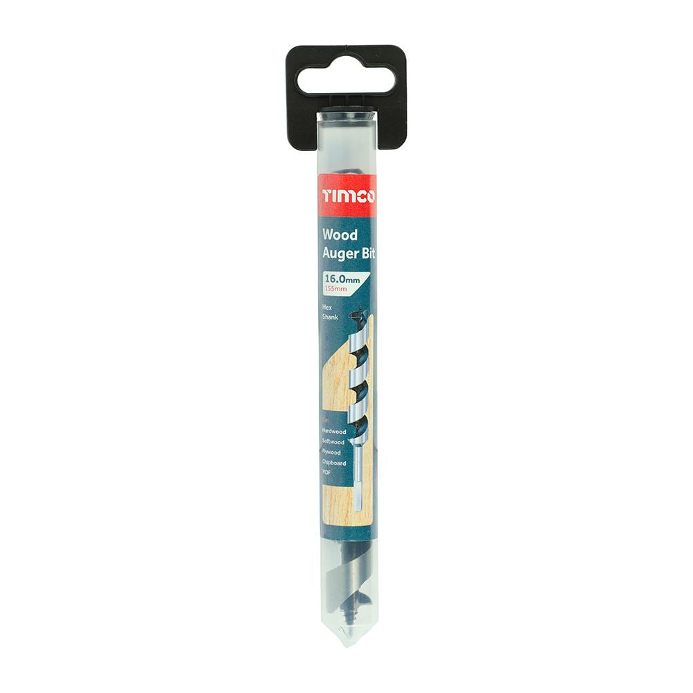 TIMCO Hex Shank Wood Auger Bit 16.0 x 155 Pack 1