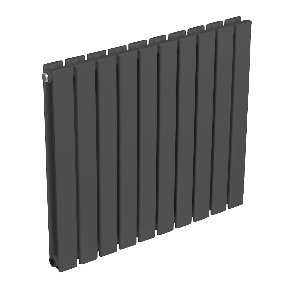 Baridi DH340 Horizontal Radiator Contemporary Double Flat Panel Design 600 x 700mm - Anthracite | Steel | Horizontal flat panel design delivers a BTU