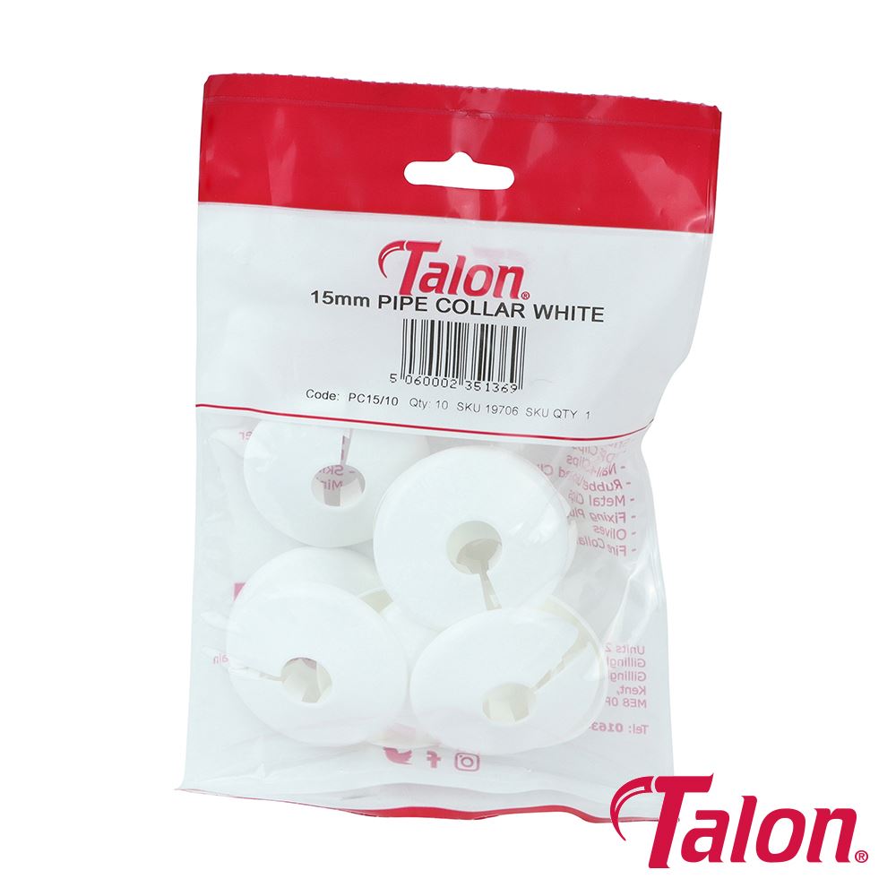 TIMCO Pipe Collar - White 15mm White Pack 10
