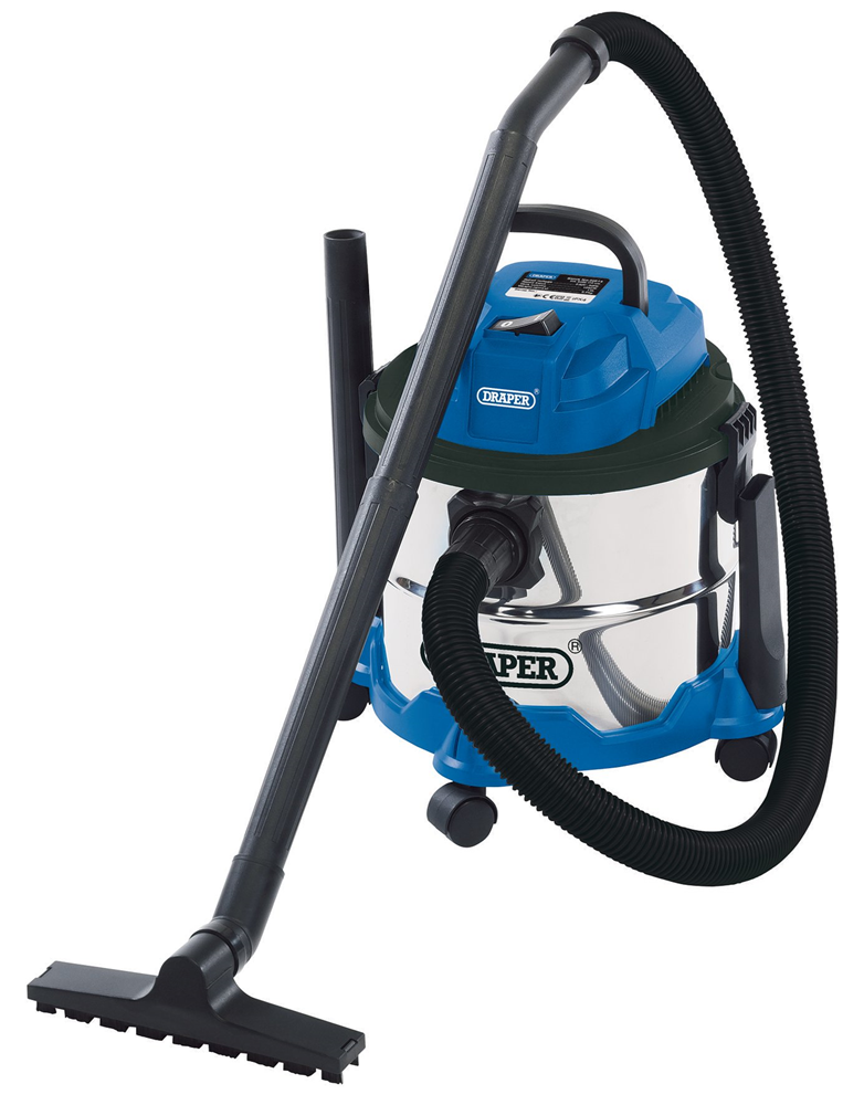 Draper VACUUM CLEANER W/DRY 15L 230V 20514 20514 Wet and Dry Vacuum Cleaner with Stainless Steel Tank, 15L, 1250W